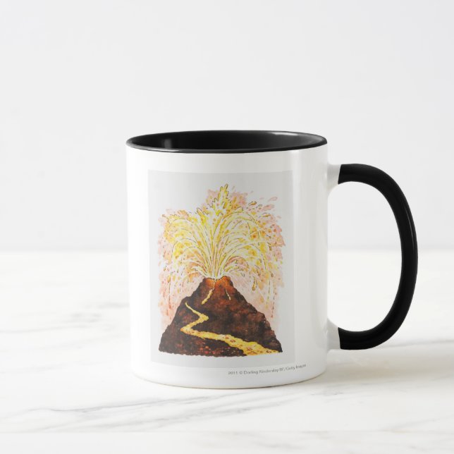 Caneca Ilustração do vulcão que entra em erupção (Direita)
