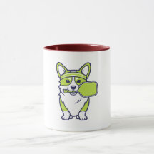 Ilustração engraçada de jogador de pickleball Corg
