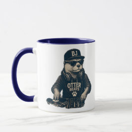 Caneca Ilustração engraçada de toca-discos retrô de DJ An