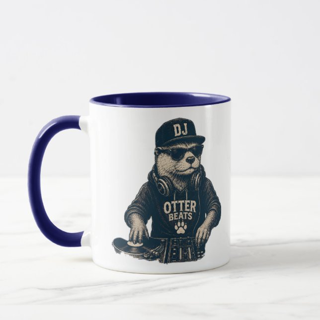 Caneca Ilustração engraçada de toca-discos retrô de DJ An (Esquerda)