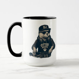Caneca Ilustração engraçada de toca-discos retrô de DJ An
