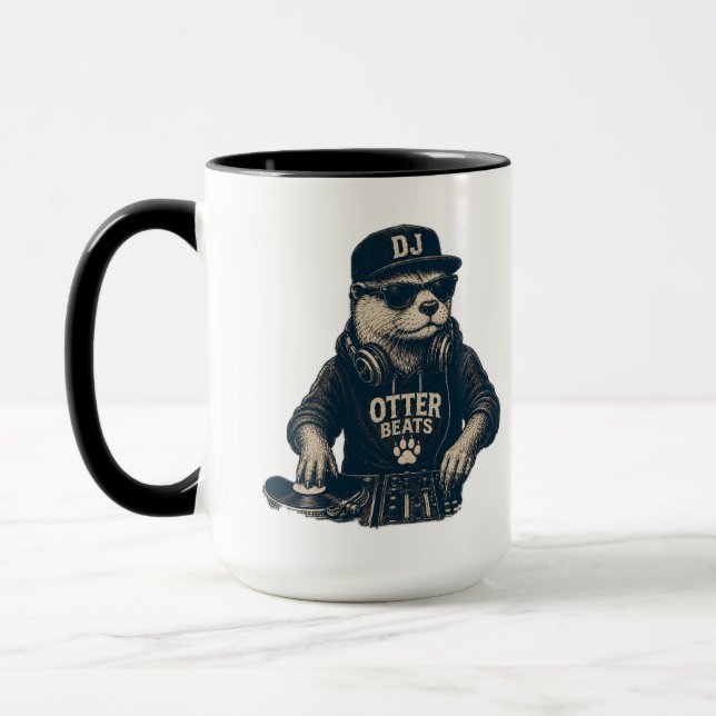 Caneca Ilustração engraçada de toca-discos retrô de DJ An (Esquerda)