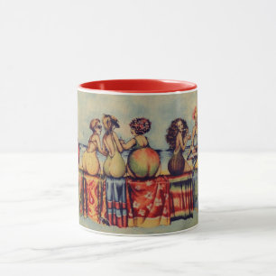 Caneca Ilustração engraçada de verão da fruta de praia