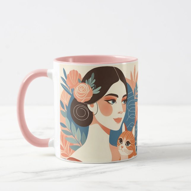 Caneca Ilustração Gráfica de Senhora Cat (Esquerda)