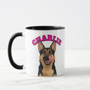 Caneca Ilustração Personalizada de Pastor Alemão com Fome