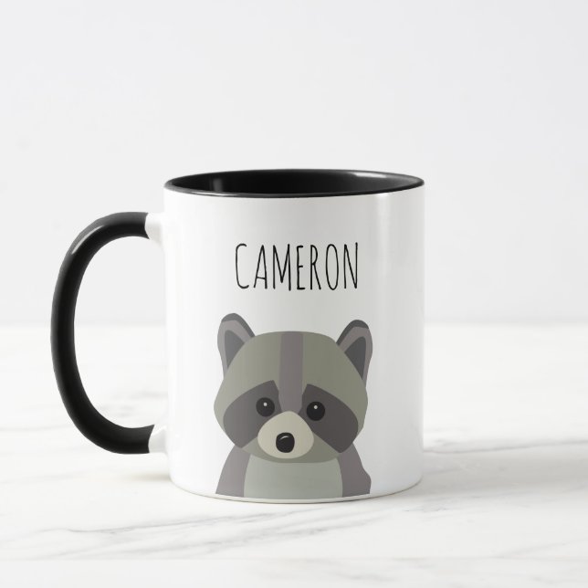 Caneca Ilustração personalizada do raccoon moderno em um  (Esquerda)