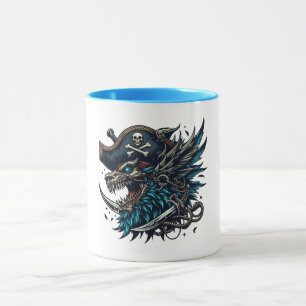 Caneca Ilustração Pirata Dragão Azul