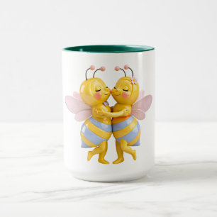 Caneca Ilustração romântica de abelha ternura
