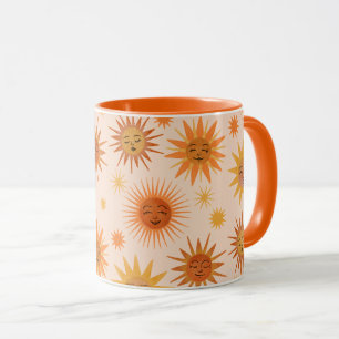 Caneca Ilustração Sun Face Orange Watercolor