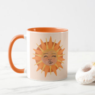 Caneca Ilustração Sun Face Orange Watercolor