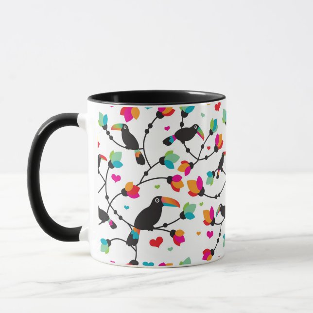 Caneca ilustração tropical do pássaro toucan bonito (Esquerda)