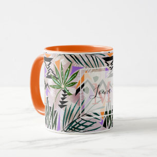 Caneca Ilustração tropical guiada havaiana, Co com dois t