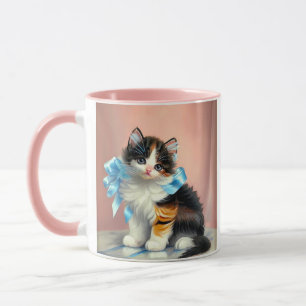 Caneca Ilustração Vintage Calico Kitten