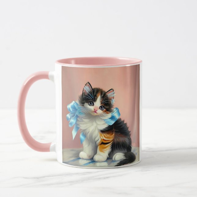 Caneca Ilustração Vintage Calico Kitten (Esquerda)