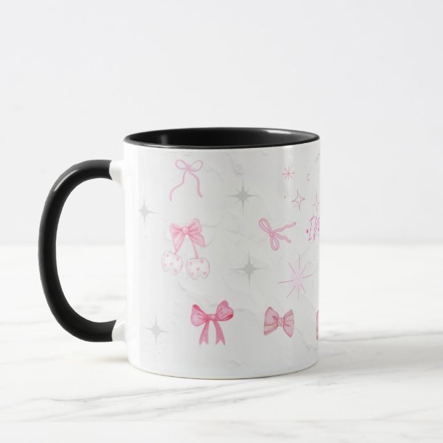 Caneca I'm Just a Aesthetic Mug / Pink Bows & Sparkles (Esquerda)