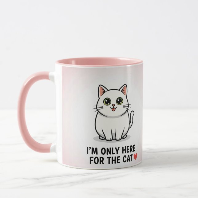 Caneca I'm Only Here For The Cat" Cute Kawaii Illustratio (Esquerda)
