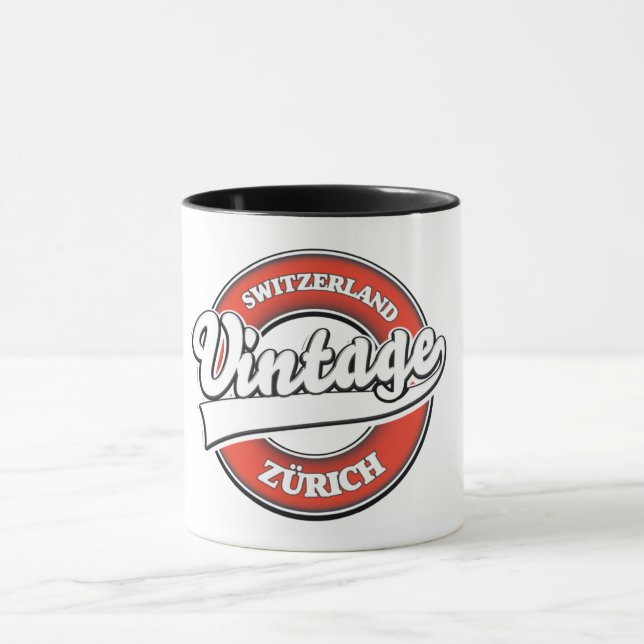 Caneca Ímã logotipo estilo retrô Zurique Suíça (Centro)