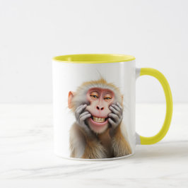 Caneca Image humoristique d'un singe farceur qui grimace.