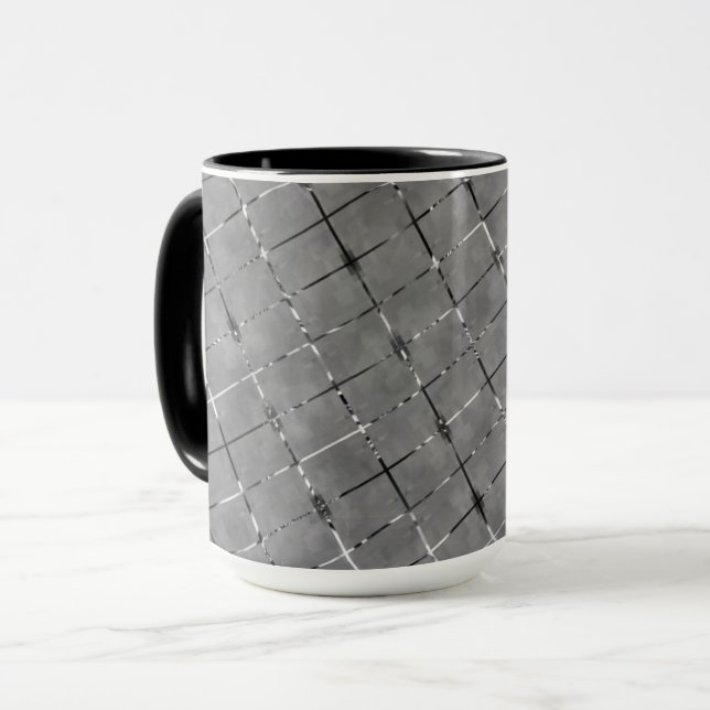 Caneca Imagem da cinza dividida em retângulo, fio de bril (Frente Esquerda)