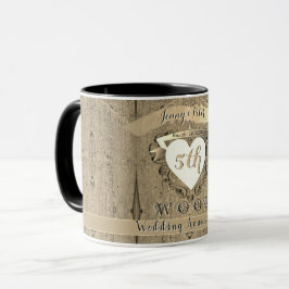 Caneca Imagem de "Madeira" do 5º Aniversário de Casamento