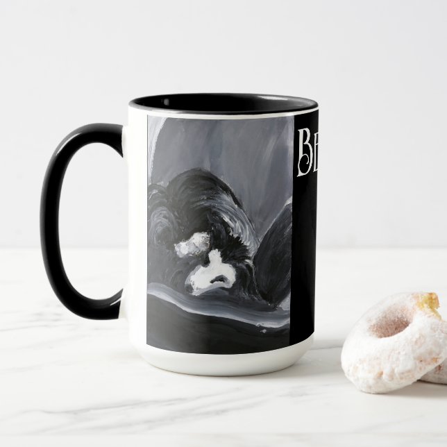 Caneca Imagem Personalizada de Collie de Borda (Com Donut)