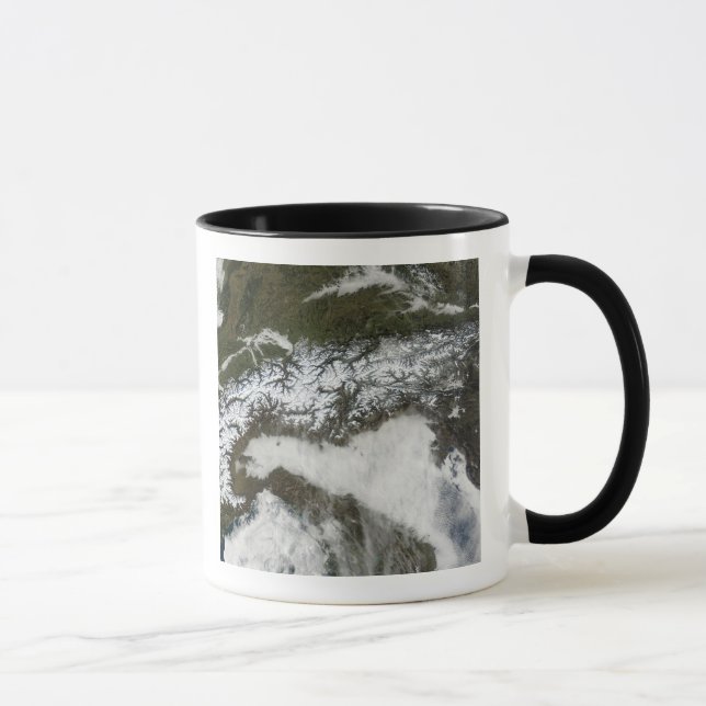 Caneca Imagem por satélite da cadeia montanhosa dos Alpes (Direita)