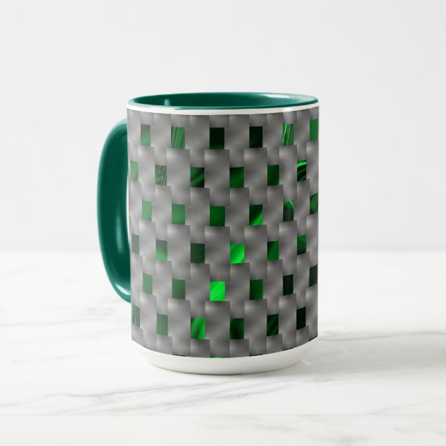 Caneca Imagem verde sob placas de cinza, quadrados oblong (Frente Esquerda)