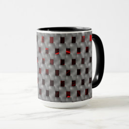 Caneca Imagem vermelha sob placas de cinza, formas retang