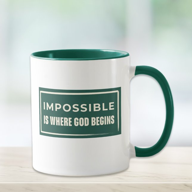 Caneca Impossível é onde Deus começa, inspirador (Criador carregado)