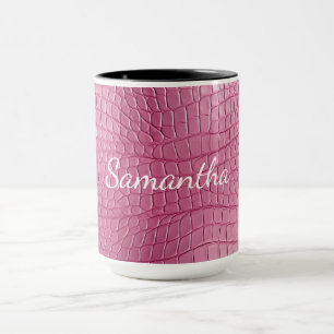 Caneca Impressão Animal de Jacaré Falso Rosa