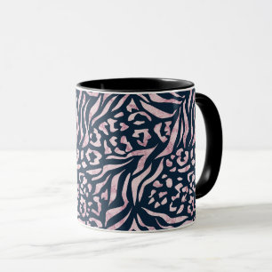Caneca Impressão animal, leopardo, tigre, azul, rosa,