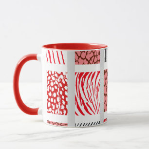 Caneca Impressão animal mista branca e vermelha
