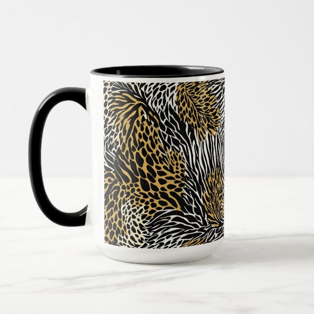 Caneca Impressão animal mista Zebra Leopard Tiger Mistura (Esquerda)