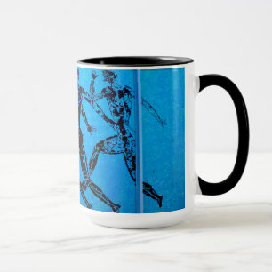 Caneca Impressão azul da maratona de Atenas