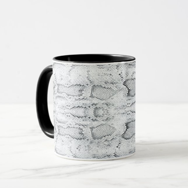 Caneca Impressão branco de Cobra de pele (Frente Esquerda)
