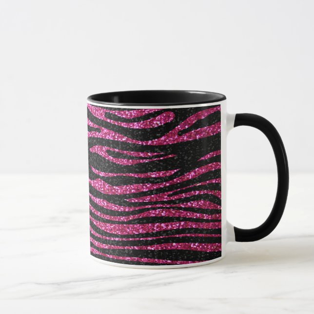 Caneca Impressão cor-de-rosa e preto da zebra que bling (Direita)