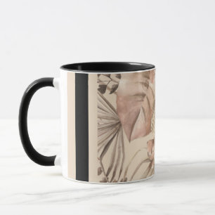 Caneca Impressão de Arte Botânica Neutral Elegante
