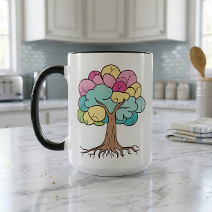 Caneca Impressão de Arte da Árvore Cerebral em Pastel Abs