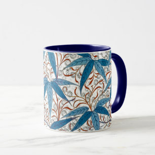 Caneca Impressão de bambu William Morris, azul jeans e br