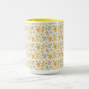 Caneca impressão de berçário de animais da savana