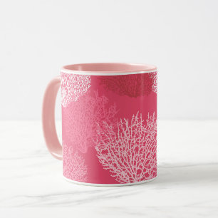 Caneca Impressão de coral do ventilador, tons de coral co