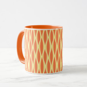 Caneca Impressão de fita do século médio - laranja e amar