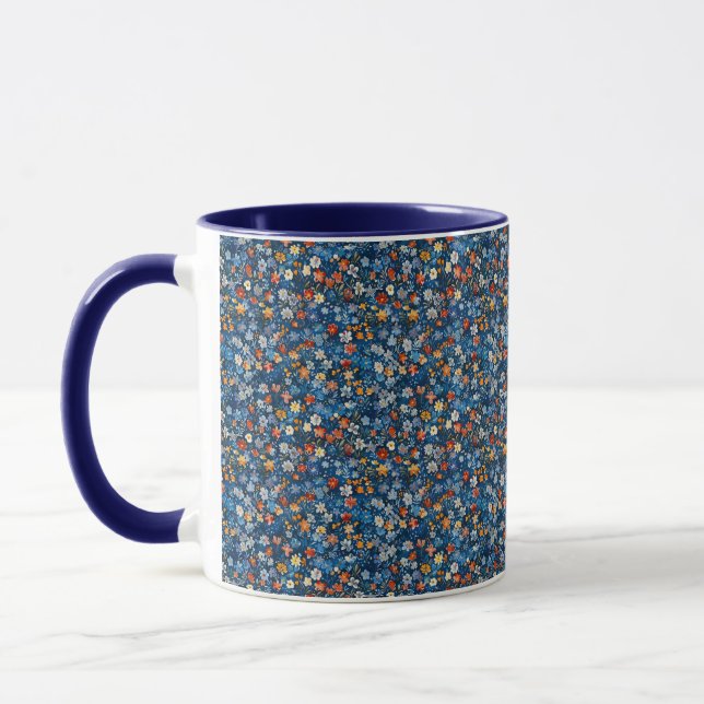 Caneca Impressão de Flor Selvagem Cheio de Indigo Blue Mu (Esquerda)