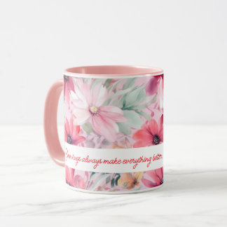 Caneca Impressão de Fluxo de Água Cor Rosa | Presente par