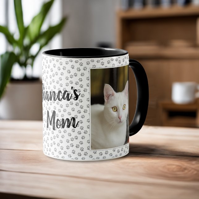 Caneca Impressão de Fotografia de Paw da Cat Mãe Personal (Paws and Love: Personalized Cat Mom Paw Print Photo Mug 🐱☕)