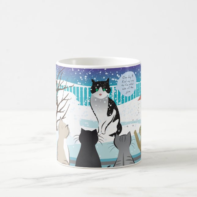 Caneca impressão de gato-de-gato (Aqua) (Centro)