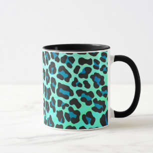 Caneca Impressão de Leopard Black and Teal