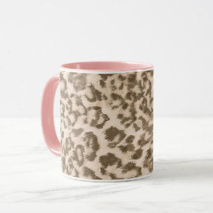 Caneca Impressão de leopardo bege.