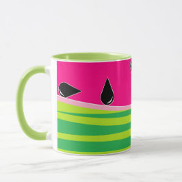 Caneca Impressão de Melancia Mug de Café em Verde e Rosa