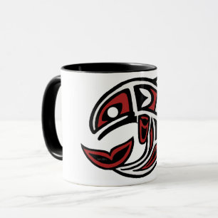 Caneca impressão de tatuagem de peixe tribal